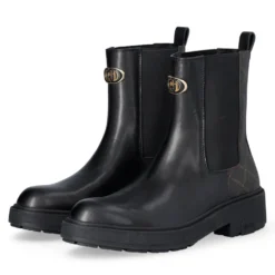 Stivaletti Beatles Donna LIU JO London 02 in Pelle Nera con Inserti Monogram