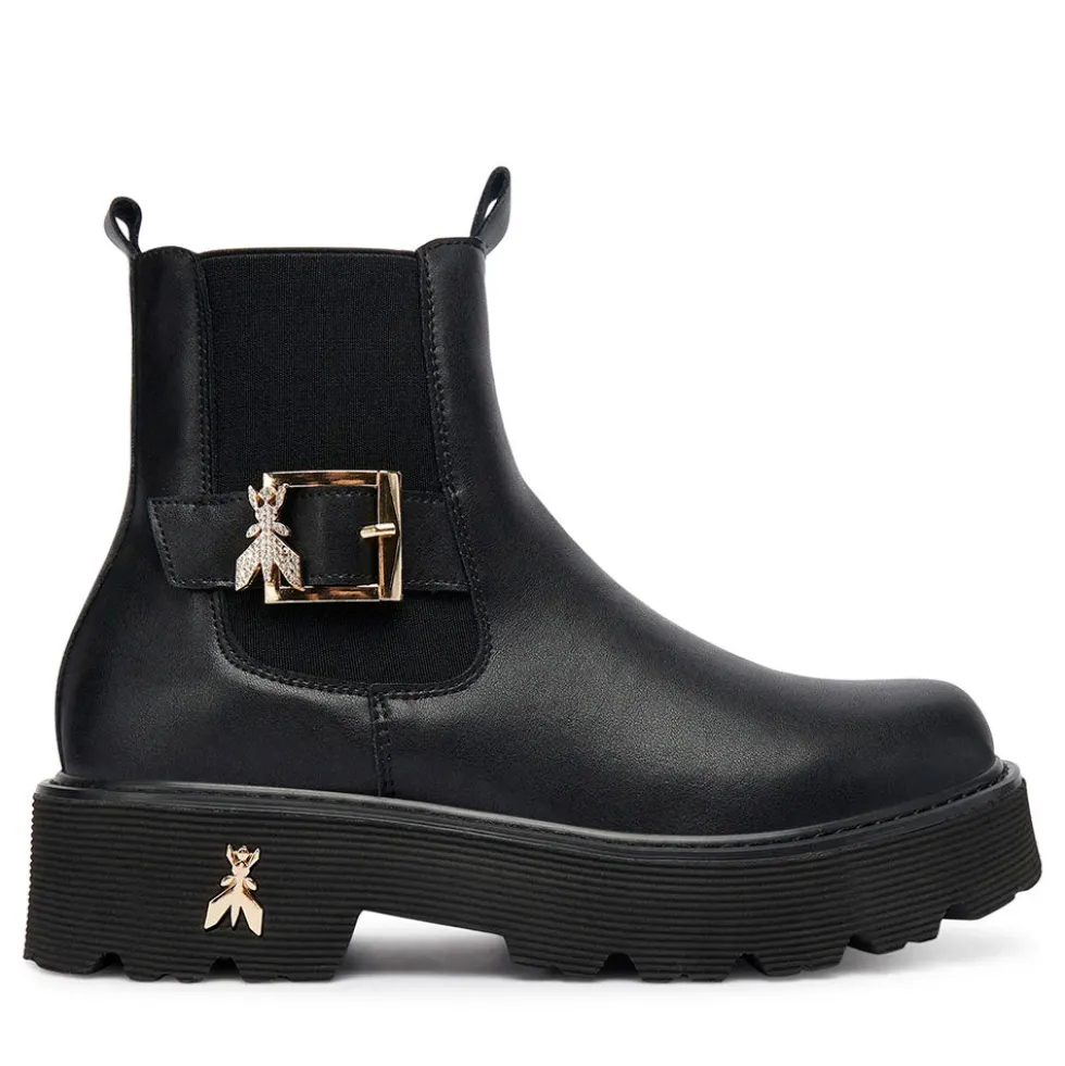 Stivaletti Beatles PATRIZIA PEPE Girl linea Fly Strass in Pelle Nera