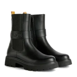 Stivaletti Bikers Donna 1A Classe Alviero Martini in Eco Nappa Nera con Logo 1236