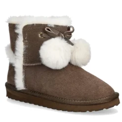 Stivaletti Donna Imbottiti LIU JO Jil 05 in Suede Marrone con Pon Pon