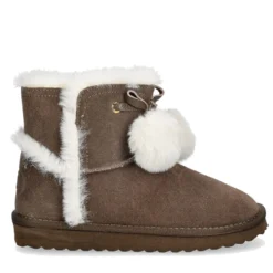 Stivaletti Donna Imbottiti LIU JO Jil 05 in Suede Marrone con Pon Pon