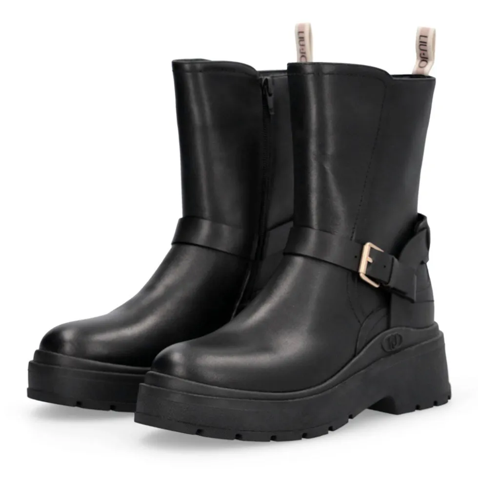 Stivaletti Donna LIU JO Andrea 03 in Pelle Nera con Dettagli Bold