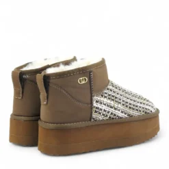 Stivaletti Donna Platform Imbottiti LIU JO Jane 01 in Suede e Tessuto Boucle Marrone
