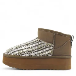 Stivaletti Donna Platform Imbottiti LIU JO Jane 01 in Suede e Tessuto Boucle Marrone