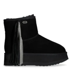 Stivaletti Donna Platform Imbottiti LIU JO Jane 09 in Suede Nero con Frange