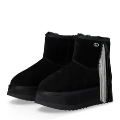 Stivaletti Donna Platform Imbottiti LIU JO Jane 09 in Suede Nero con Frange