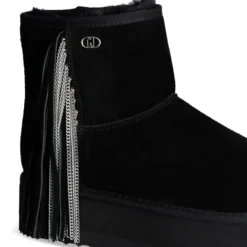 Stivaletti Donna Platform Imbottiti LIU JO Jane 09 in Suede Nero con Frange