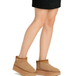 Stivaletti Donna Platform LIU JO Jane 01 Imbottiti in Suede color Cognac