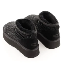 Stivaletti Imbottiti Platform S by MASSIMO SANTINI linea Spilla 01 in Velour Nero con Strass