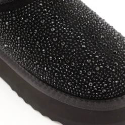 Stivaletti Imbottiti Platform S by MASSIMO SANTINI linea Spilla 01 in Velour Nero con Strass