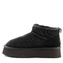 Stivaletti Imbottiti Platform S by MASSIMO SANTINI linea Spilla 01 in Velour Nero con Strass