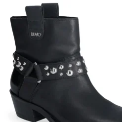 Stivaletti Texani Donna LIU JO Roxy 01 in Pelle Nera con Borchie