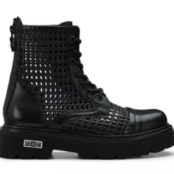 Stivali Donna CULT Slash 4218 Anfibi in Pelle Nera Intrecciata