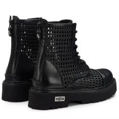 Stivali Donna CULT Slash 4218 Anfibi in Pelle Nera Intrecciata