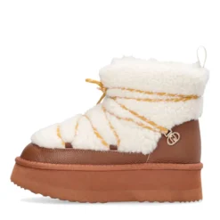 Stivali Donna da Neve LIU JO Jane 07 in Pelle e Eco Fur Marrone