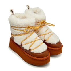 Stivali Donna da Neve LIU JO Jane 07 in Pelle e Eco Fur Marrone
