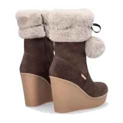 Stivali Donna Imbottiti con Zeppa LIU JO Rania 01 in Suede Marrone con Pon Pon