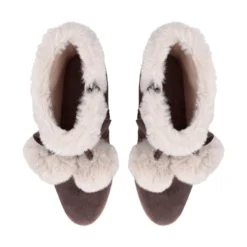 Stivali Donna Imbottiti con Zeppa LIU JO Rania 01 in Suede Marrone con Pon Pon