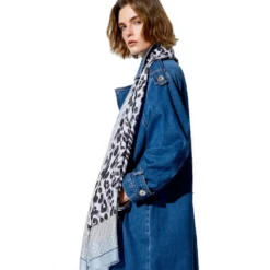 Stola Donna 90 x 180 cm LIU JO in Modal stampa Animalier Dusty Blue