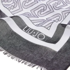 Stola Donna 70 x 180 cm LIU JO in Tessuto Nero stampa LJ All Over