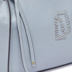 Tote Bag Large Donna LIU JO effetto Bottalato Azzurro con Logo Ricamato