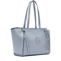 Tote Bag Large Donna LIU JO effetto Bottalato Azzurro con Logo Ricamato