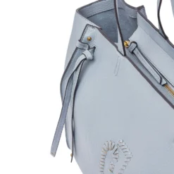 Tote Bag Large Donna LIU JO effetto Bottalato Azzurro con Logo Ricamato