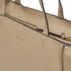 Tote Bag Large Donna LIU JO effetto Bottalato color Fango con Logo Ricamato