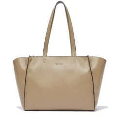 Tote Bag Large Donna LIU JO effetto Bottalato color Fango con Logo Ricamato
