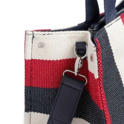 Tote Bag Large LIU JO in Canvas a Righe Blu Scuro