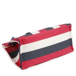 Tote Bag Large LIU JO in Canvas a Righe Blu Scuro