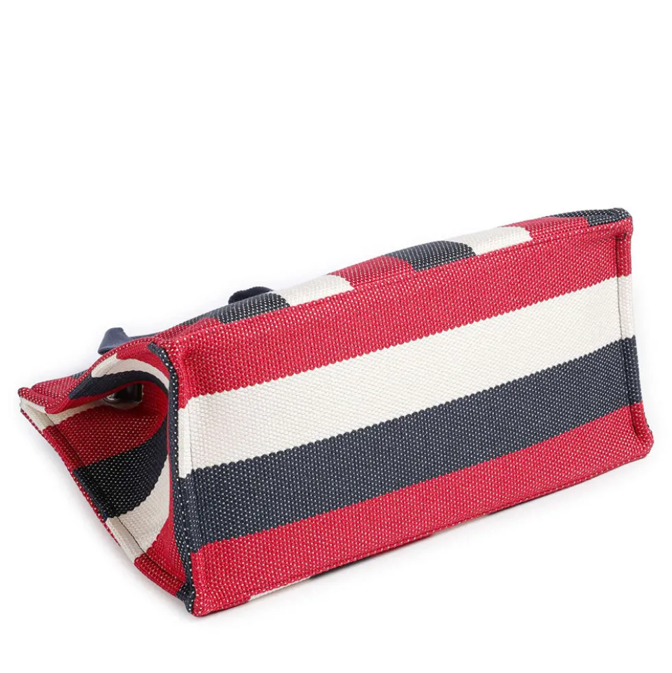 Tote Bag Large LIU JO in Canvas a Righe Blu Scuro