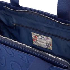 Tote Bag Large LIU JO in Maglia Blu Scuro con Logo Jacquard