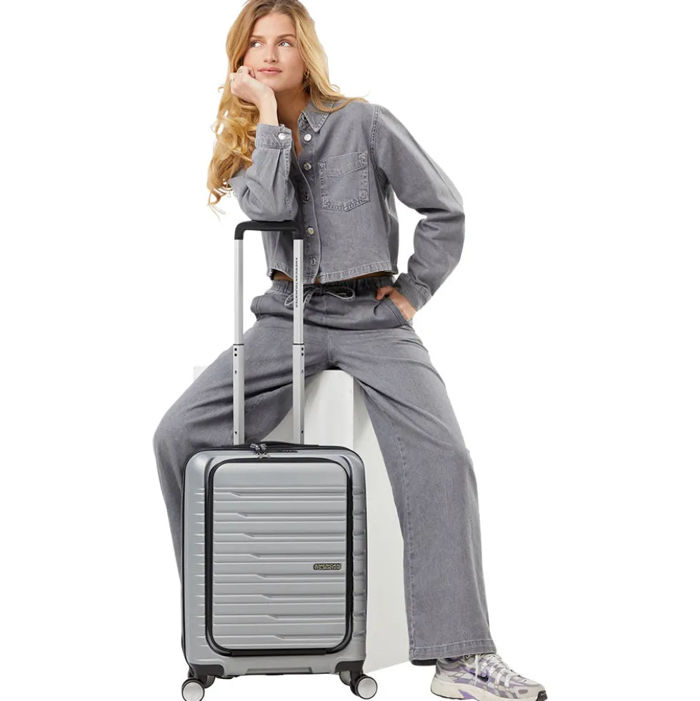Trolley Cabina Rigido Easy Access 4 Ruote AMERICAN TOURISTER linea Flashline colore Sky Silver