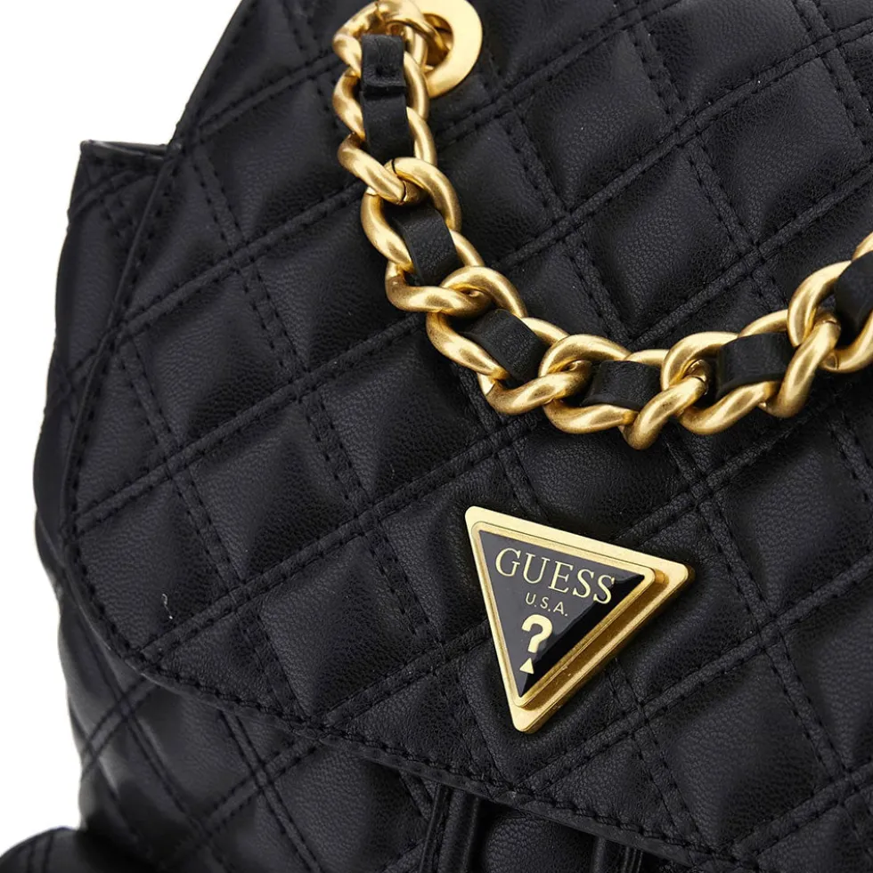 Zaino Donna GUESS Linea Giully Colore Nero Chiuso con Pattina e Coulisse