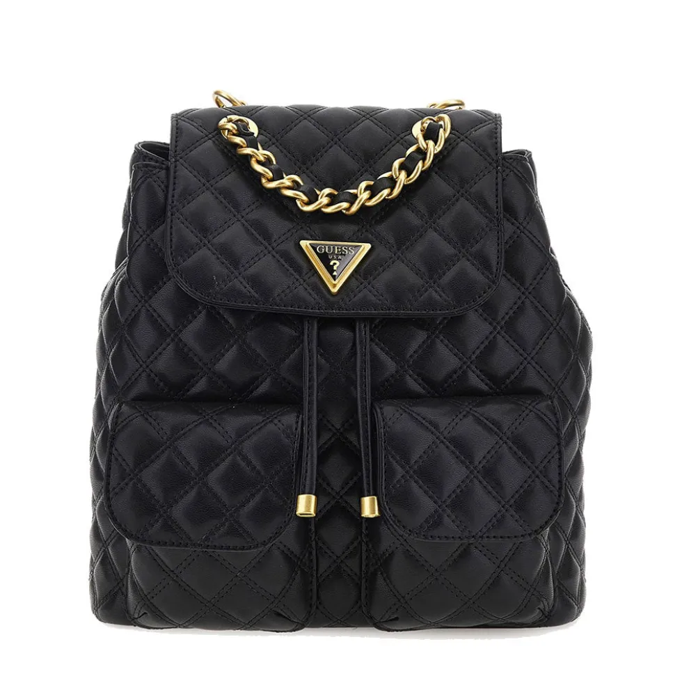 Zaino Donna GUESS Linea Giully Colore Nero Chiuso con Pattina e Coulisse