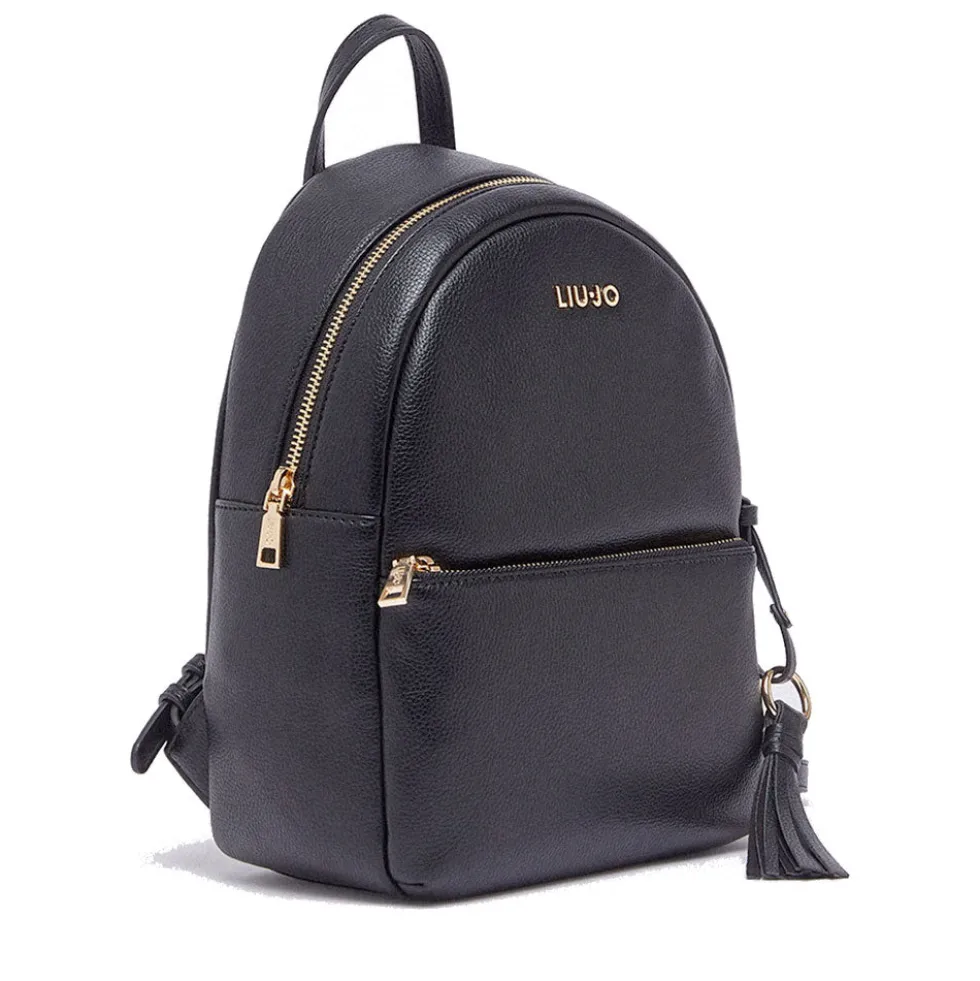 Zaino Donna LIU JO Better stampa Bottalata Nera con Charm