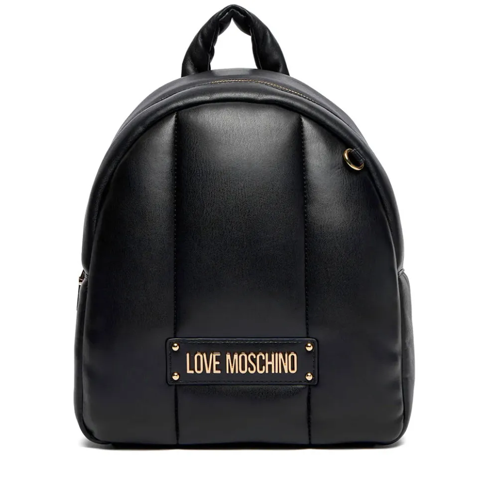 Zaino Donna LOVE MOSCHINO linea Puffy Logo Trapuntato Imbottito Nero