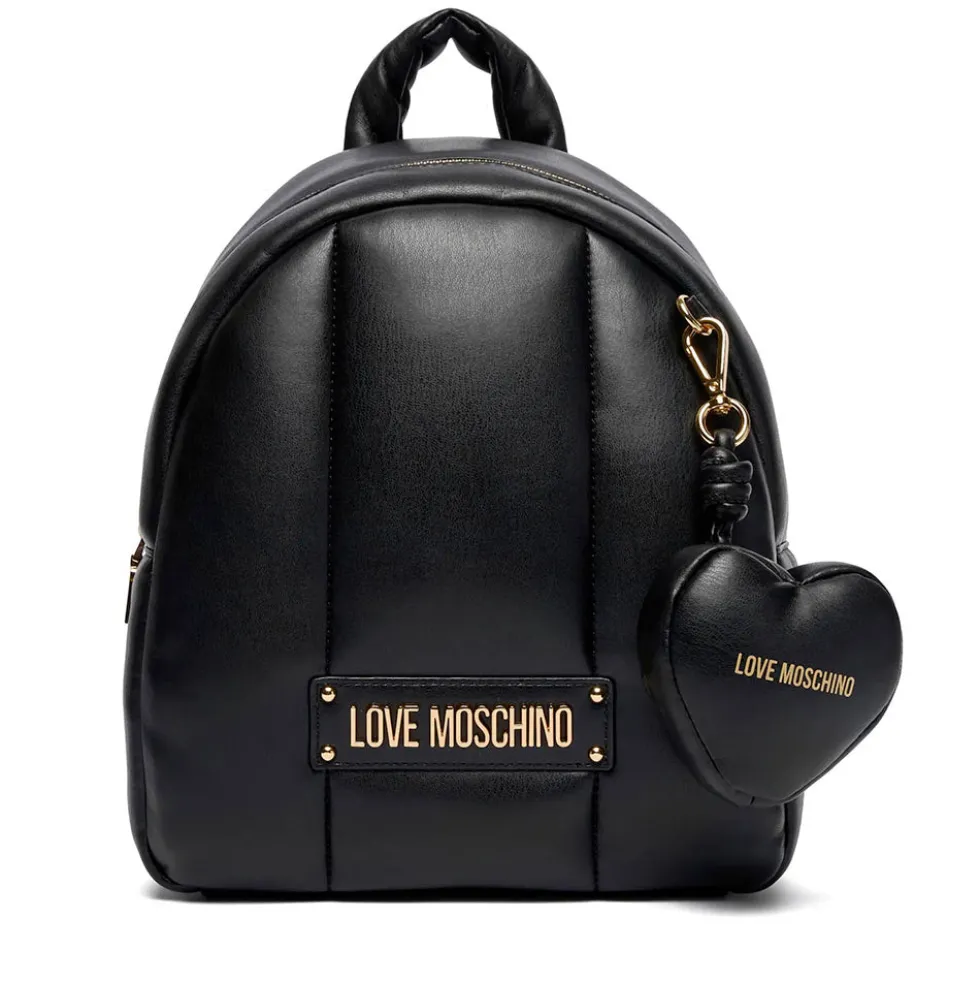 Zaino Donna LOVE MOSCHINO linea Puffy Logo Trapuntato Imbottito Nero