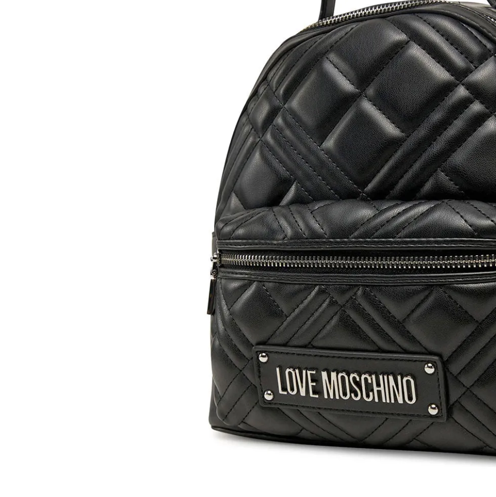 Zaino Donna LOVE MOSCHINO linea Quilted Trapuntato Nero e Nikel
