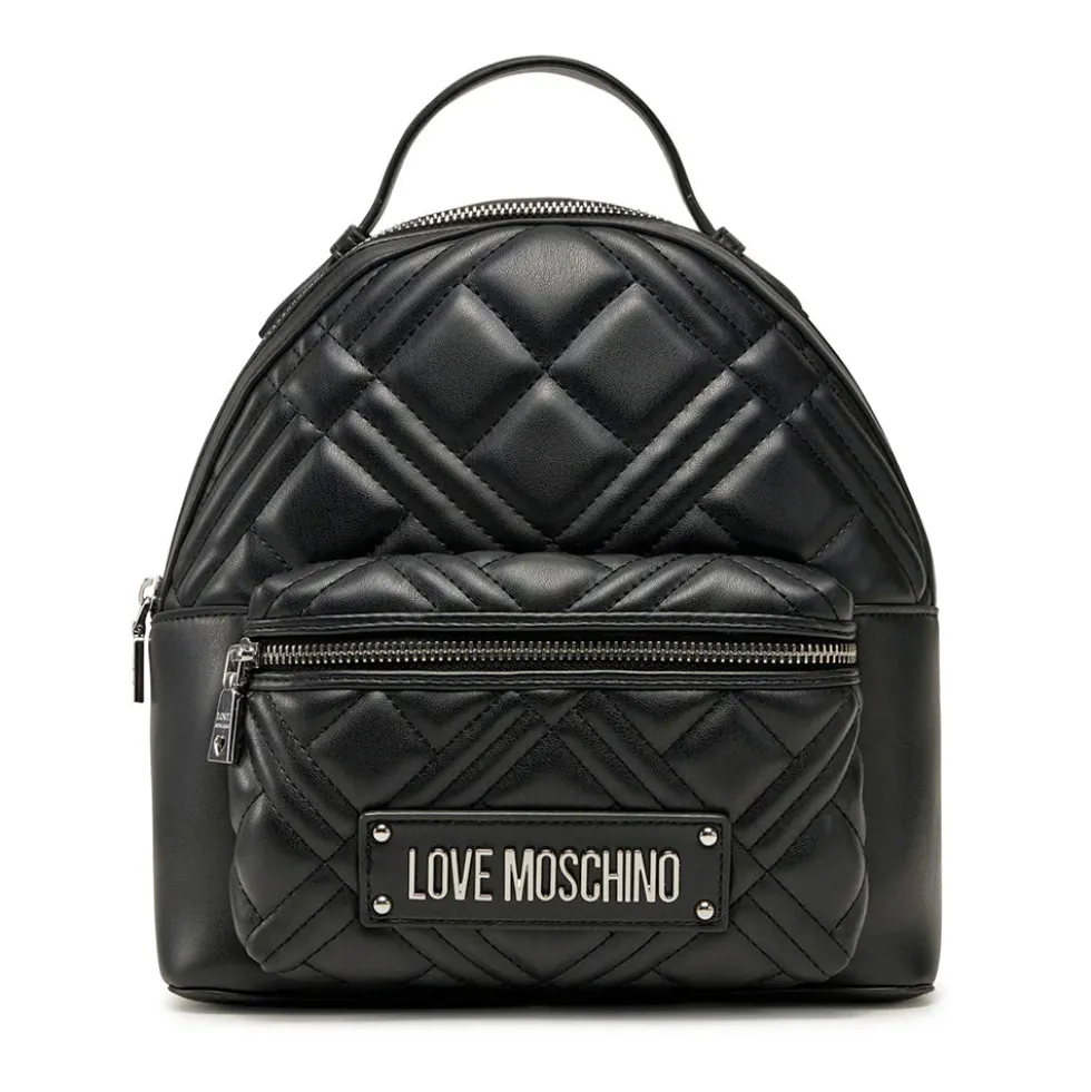 Zaino Donna LOVE MOSCHINO linea Quilted Trapuntato Nero e Nikel