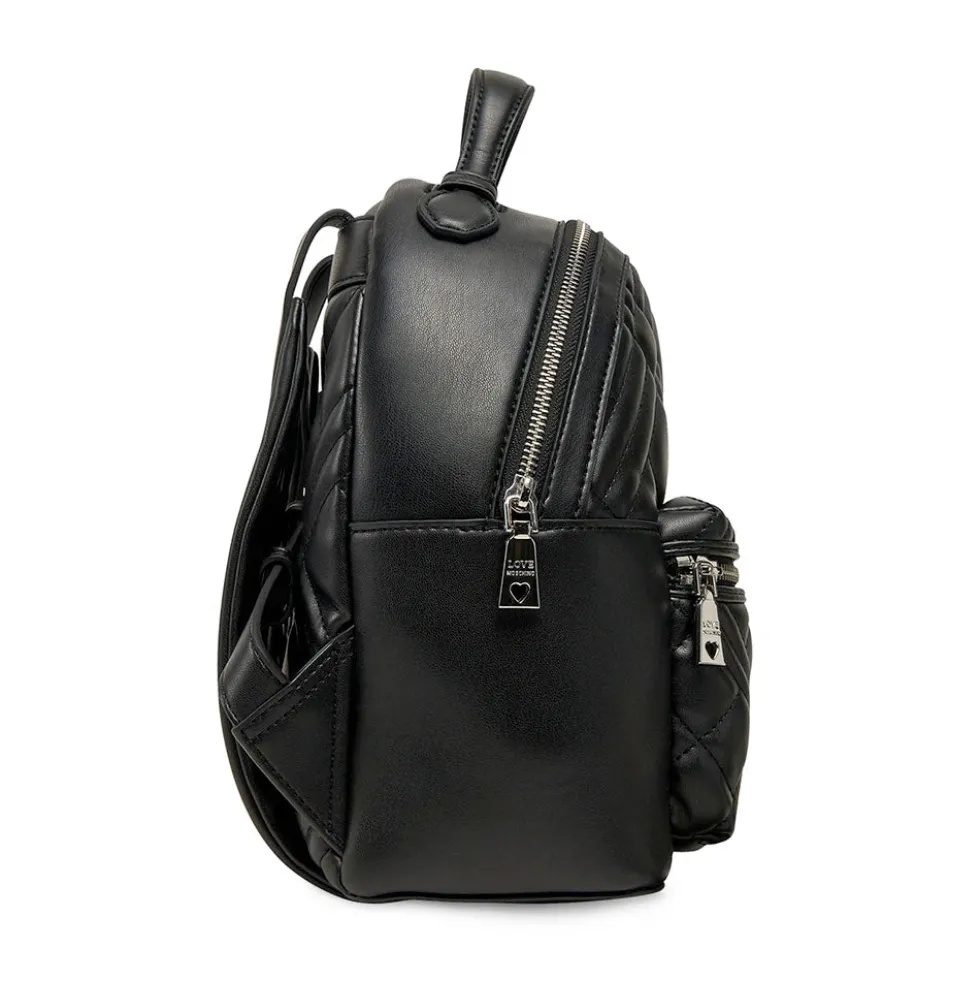 Zaino Donna LOVE MOSCHINO linea Quilted Trapuntato Nero e Nikel