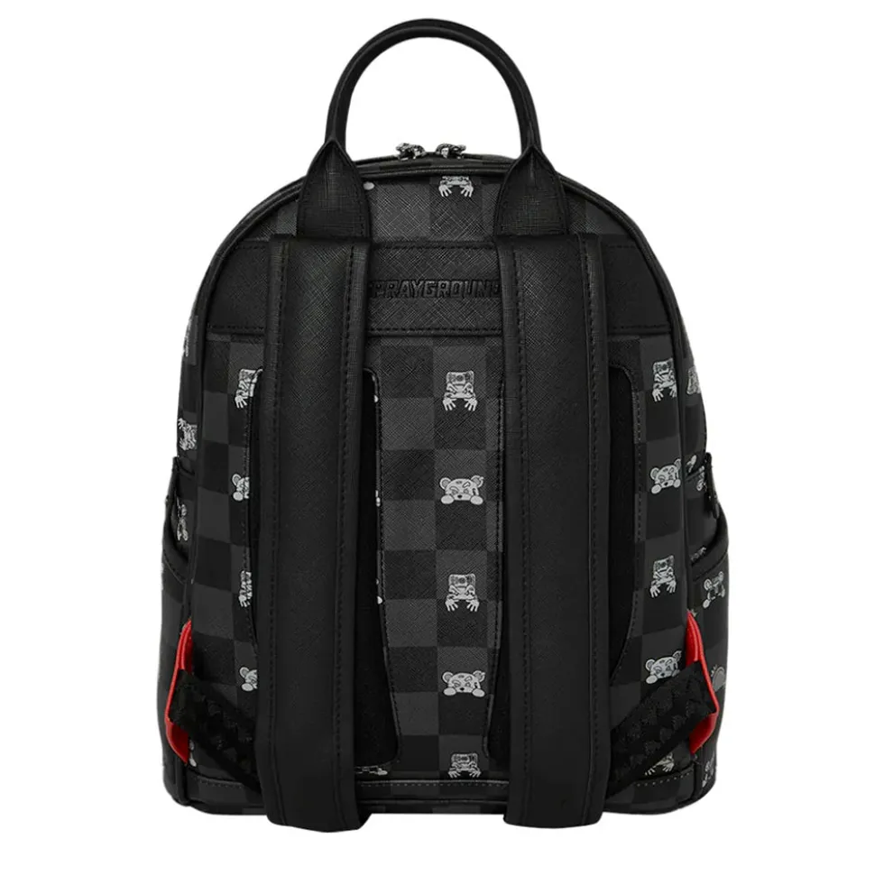 Zaino Small SPRAYGROUND stampa Gray Peeking Character Check Savage