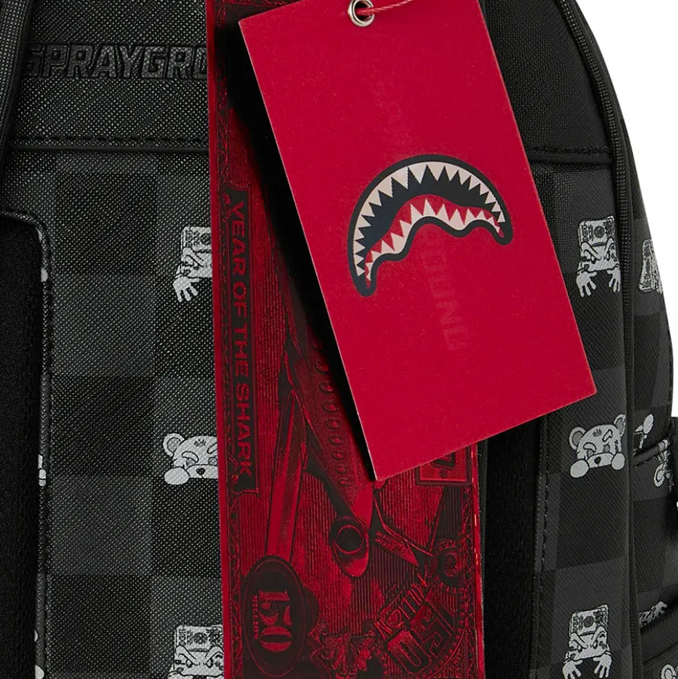 Zaino Small SPRAYGROUND stampa Gray Peeking Character Check Savage