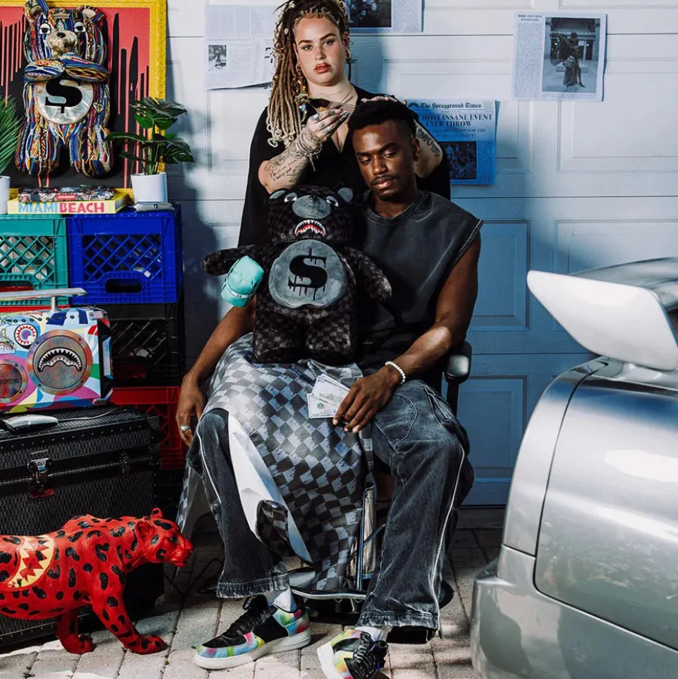 Zaino Teddy Bear SPRAYGROUND stampa Dripping Sharks in Paris Moneybear